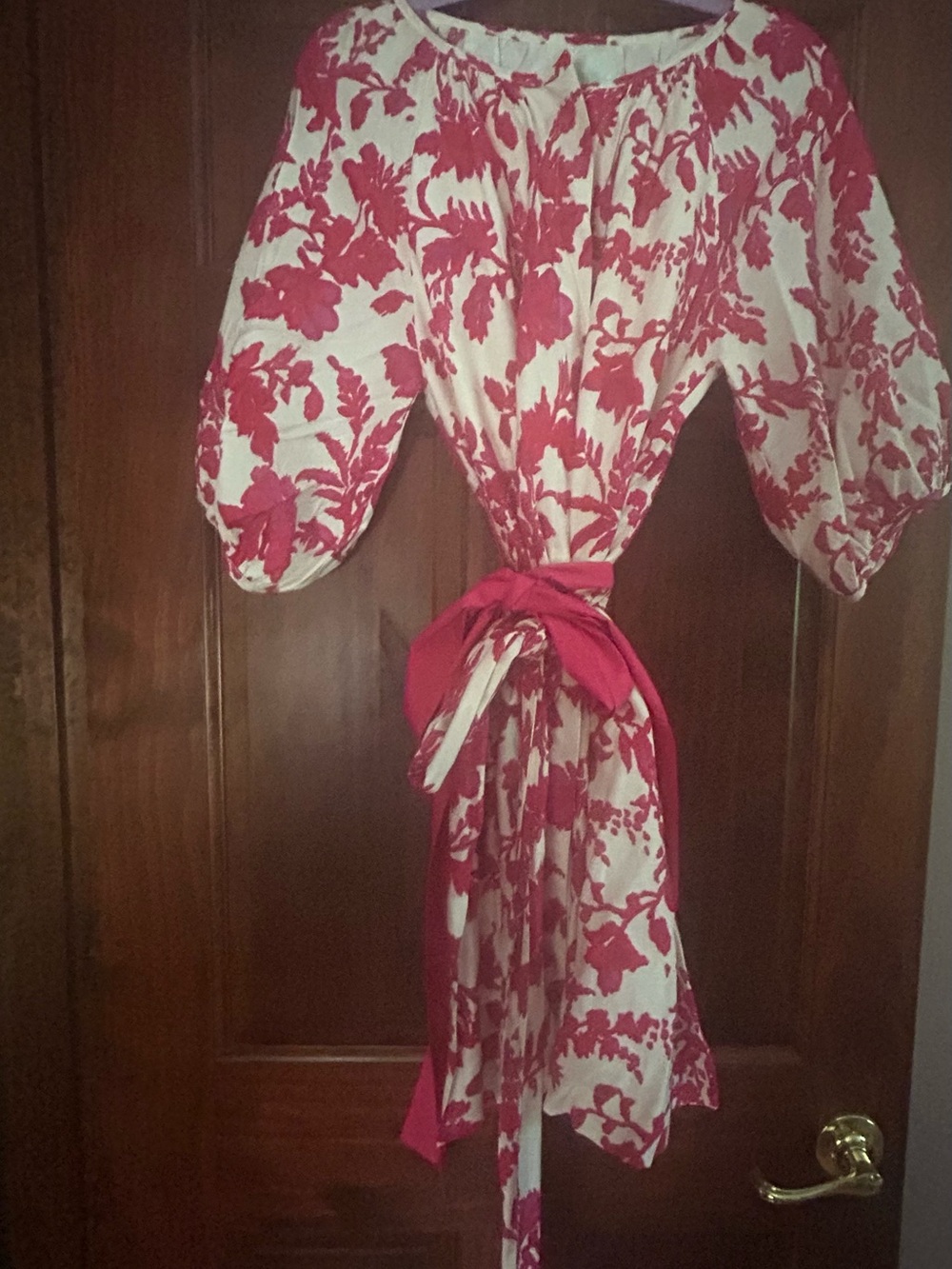 Jade White Mini Dress with Pink Floral Print and Pink Sash